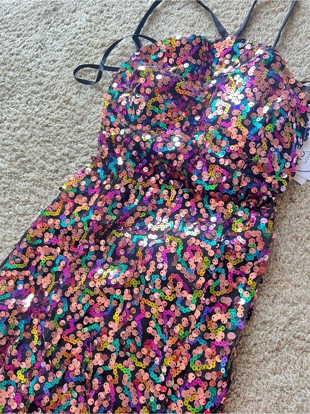 Multicolor Sequin Party Dress - (Black Base). Size 1/2